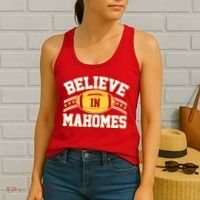Believe In Mahomes KC Football Kansas City Fan Women's Tank Top thumb 2