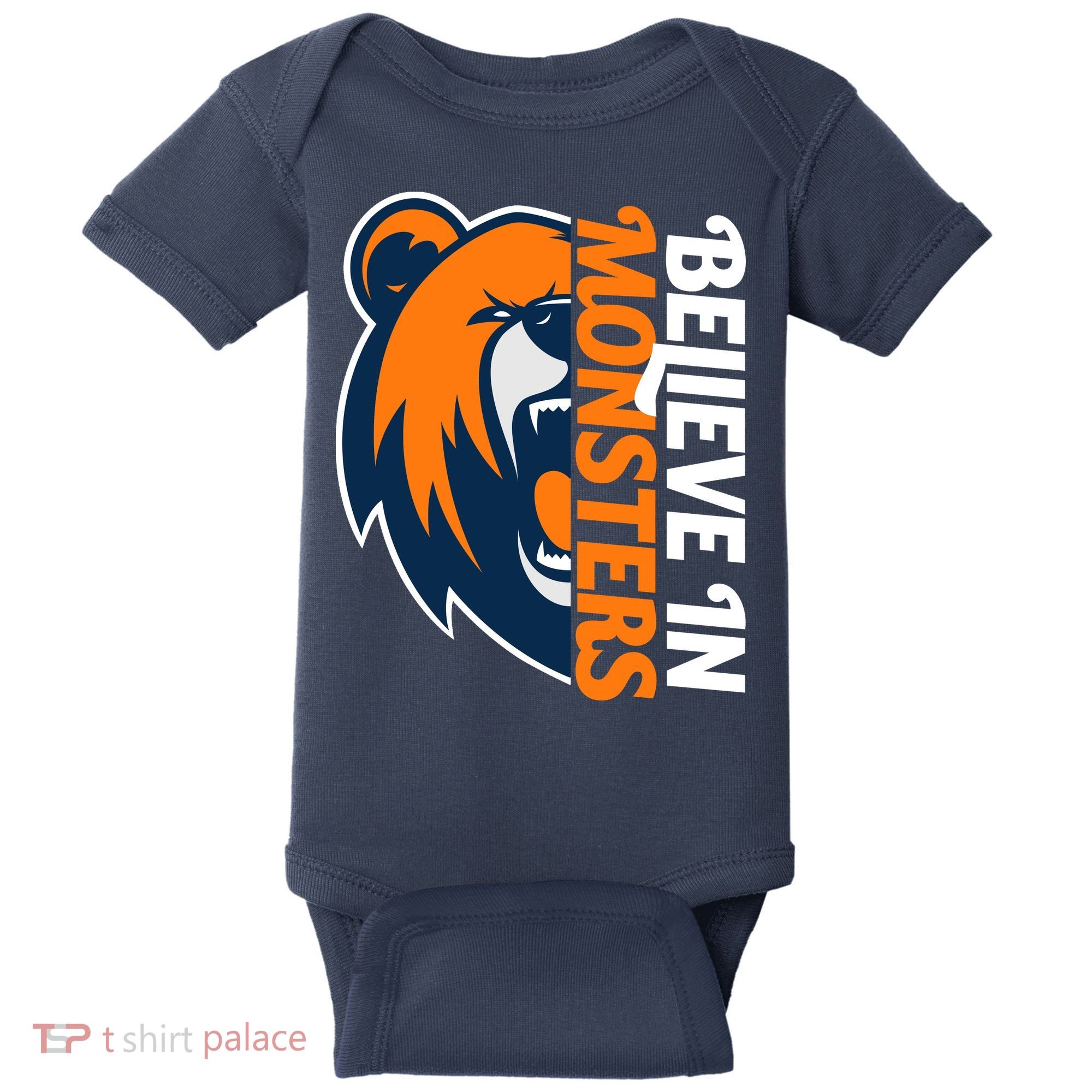 Believe In Monsters Chicago Football Baby Bodysuit