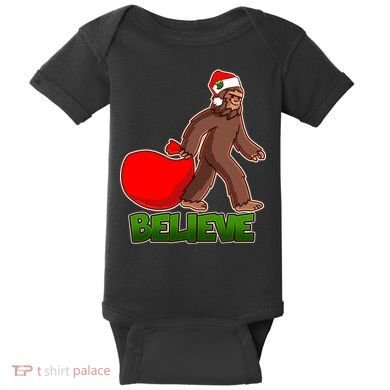 Believe In Santa Bigfoot Baby Bodysuit