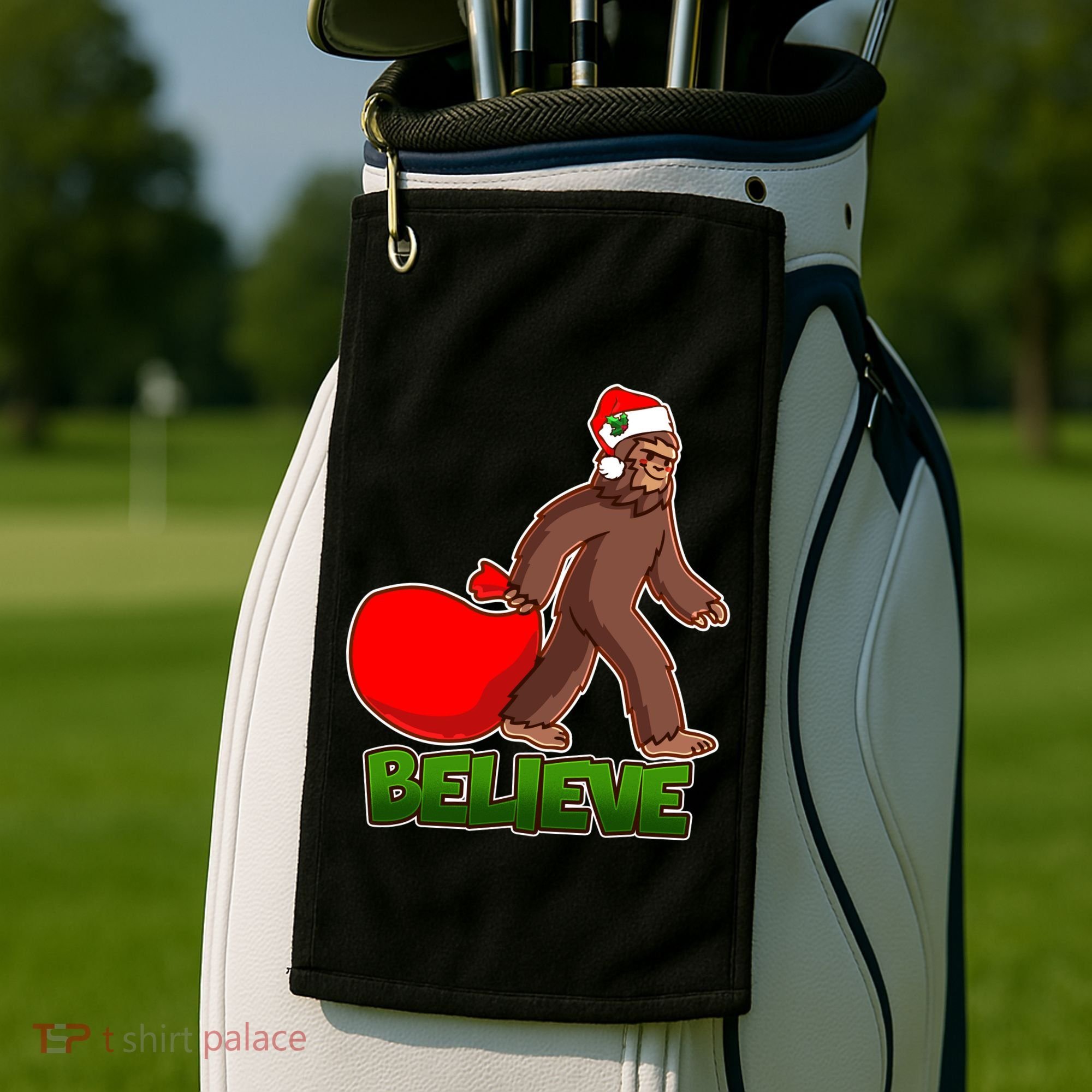 Believe In Santa Bigfoot Golf Towel