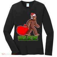 Believe In Santa Bigfoot Women's Long Sleeve Shirt thumb 0