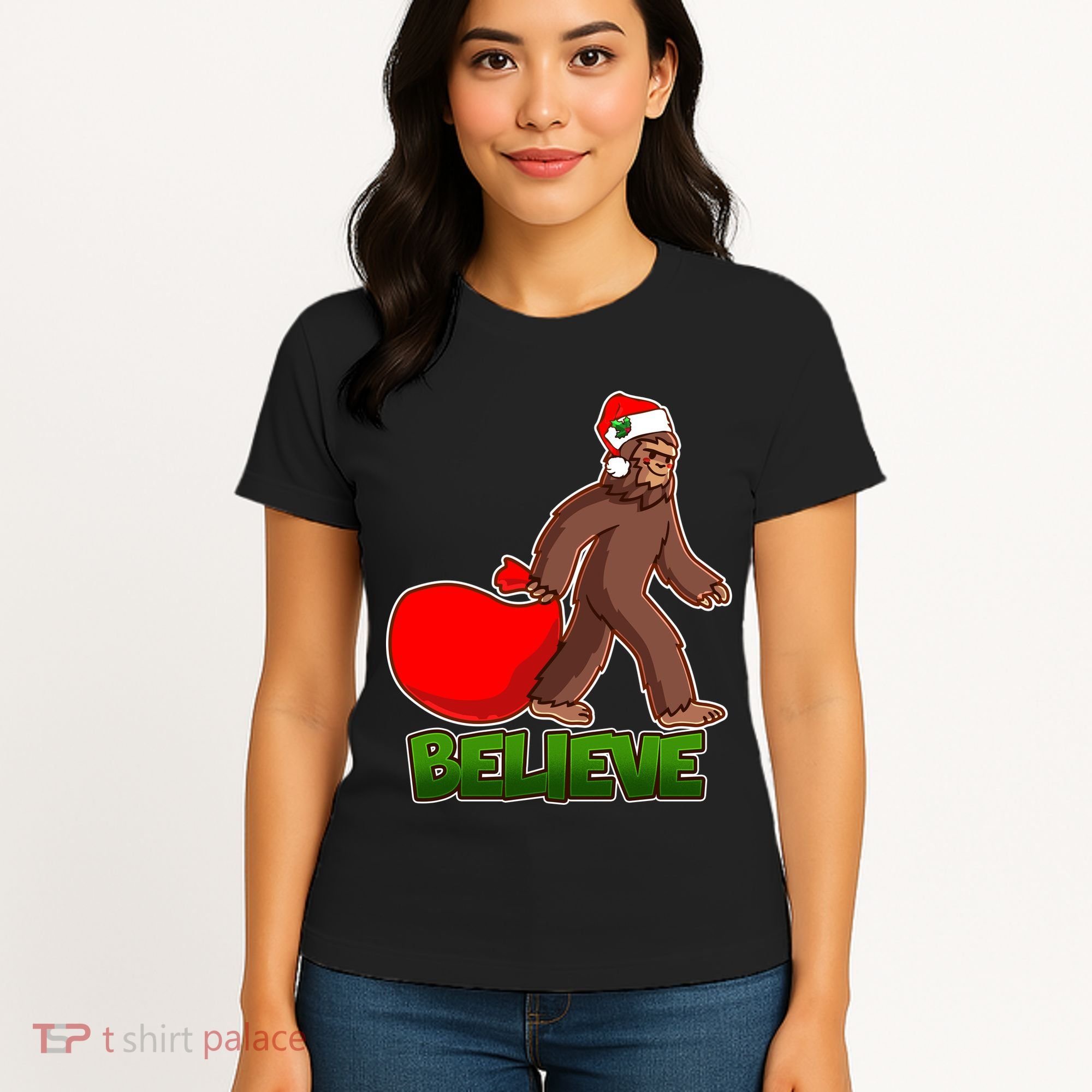 Believe In Santa Bigfoot Women's T-Shirt