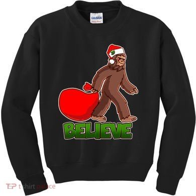 Believe In Santa Bigfoot Kids Sweatshirt
