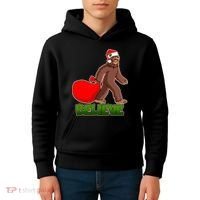 Believe In Santa Bigfoot Kids Hoodie thumb 4