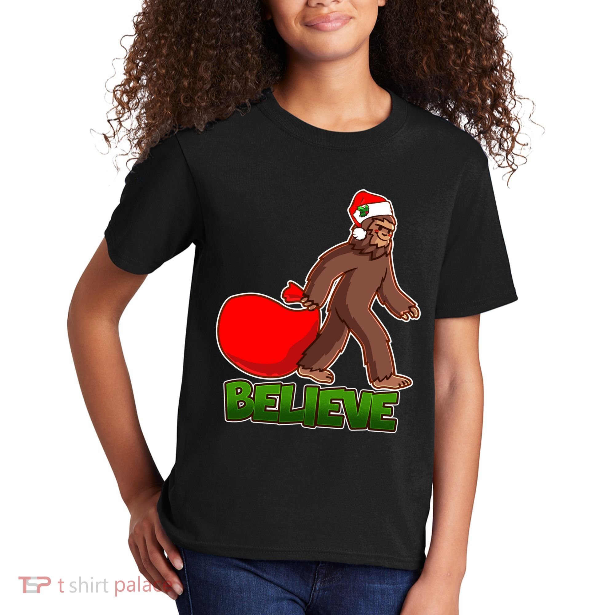 Believe In Santa Bigfoot Kids T-Shirt