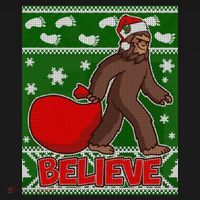 Believe In Santa Bigfoot Ugly Christmas Bucket Hat thumb 4
