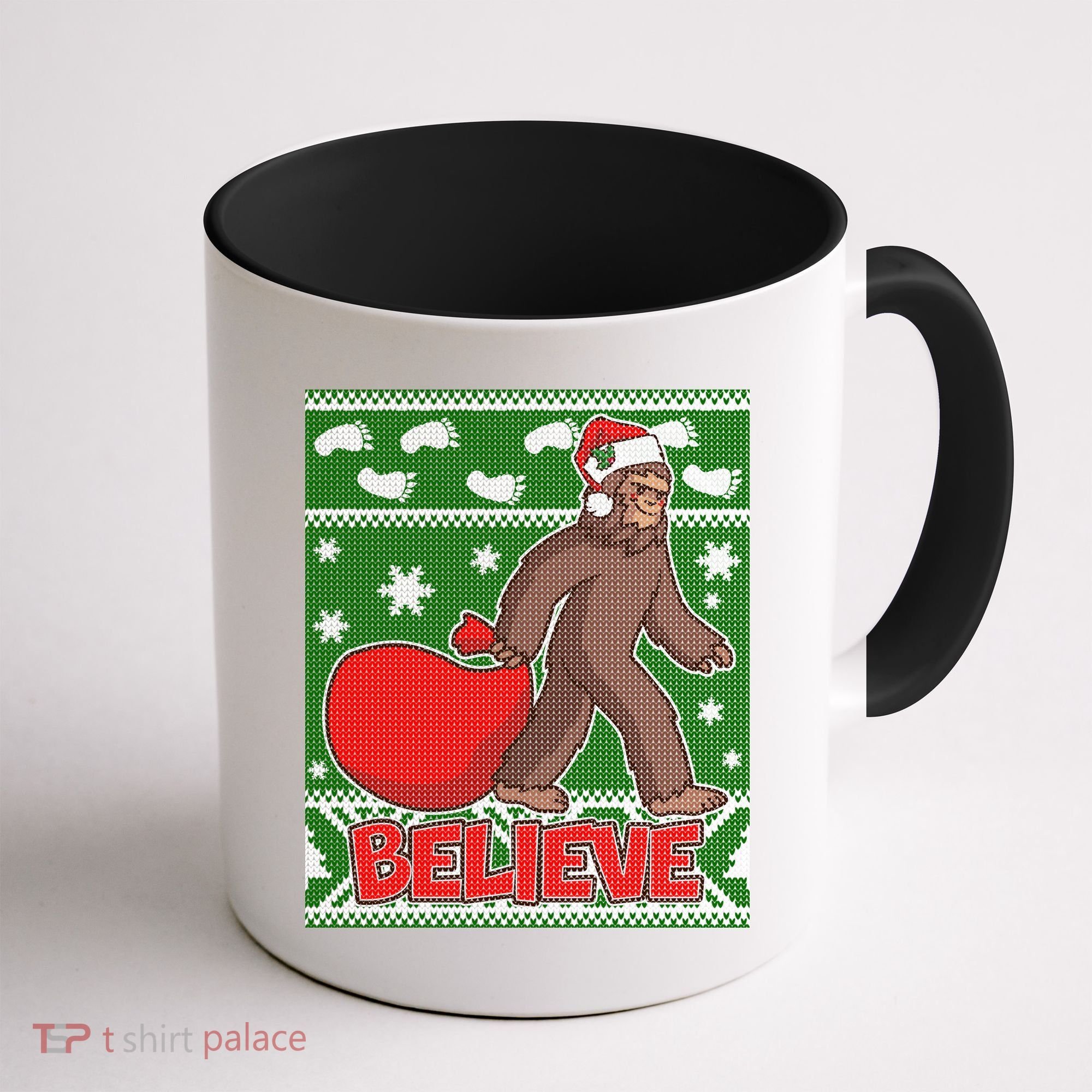 Believe In Santa Bigfoot Ugly Christmas Coffee Mug