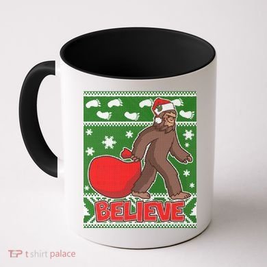 Believe In Santa Bigfoot Ugly Christmas Coffee Mug