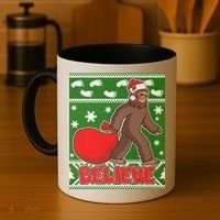 Believe In Santa Bigfoot Ugly Christmas Coffee Mug thumb 4