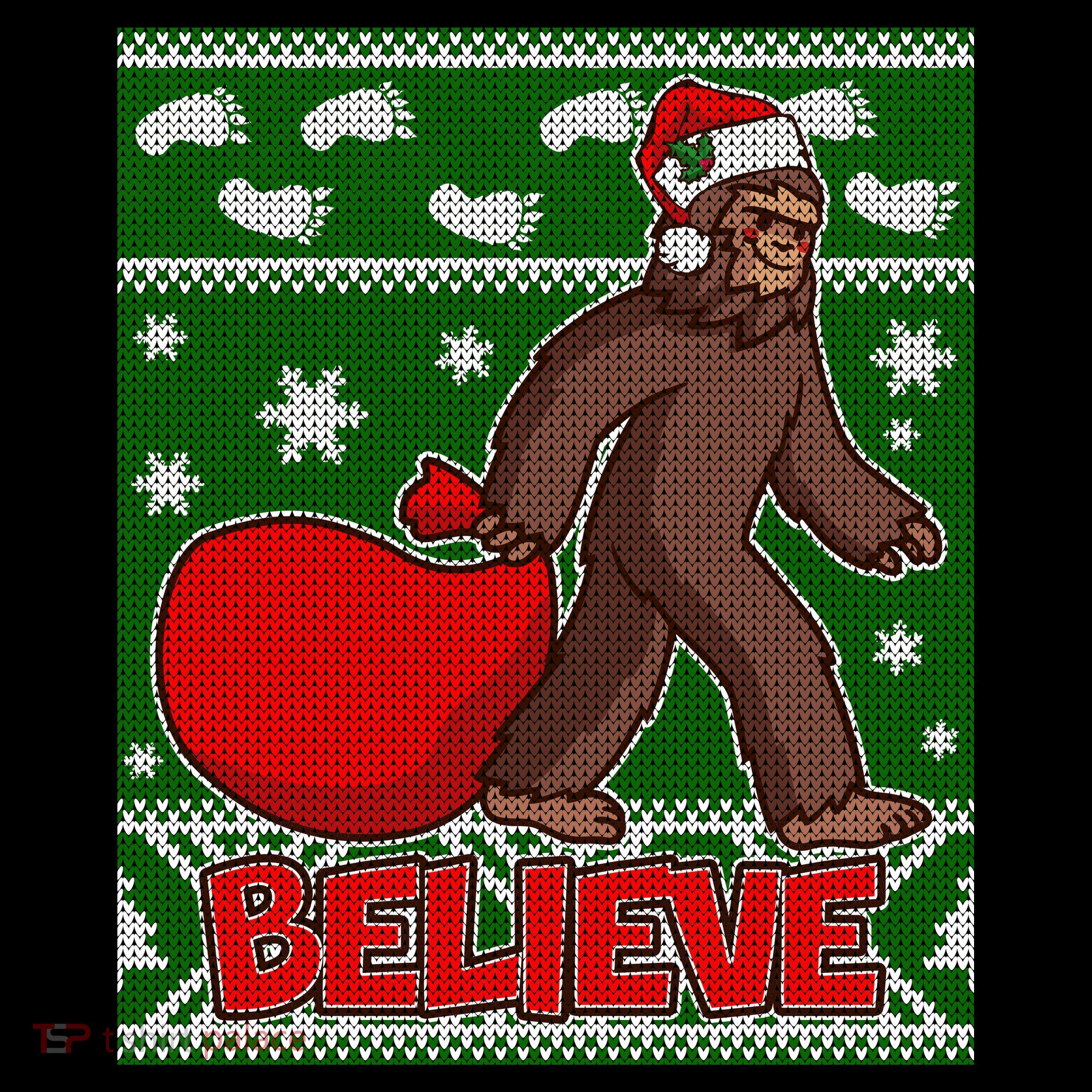 Believe In Santa Bigfoot Ugly Christmas Coffee Mug