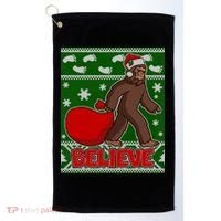 Believe In Santa Bigfoot Ugly Christmas Golf Towel thumb 0