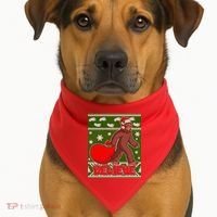 Believe In Santa Bigfoot Ugly Christmas USA-Made Doggie Bandana thumb 1