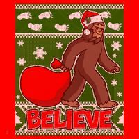 Believe In Santa Bigfoot Ugly Christmas USA-Made Doggie Bandana thumb 2