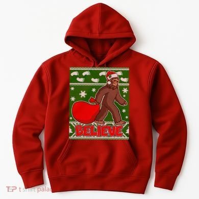 Believe In Santa Bigfoot Ugly Christmas Hoodie