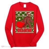 Believe In Santa Bigfoot Ugly Christmas Long Sleeve Shirt thumb 0