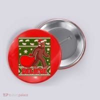 Believe In Santa Bigfoot Ugly Christmas Button thumb 0