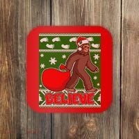 Believe In Santa Bigfoot Ugly Christmas Coaster thumb 0