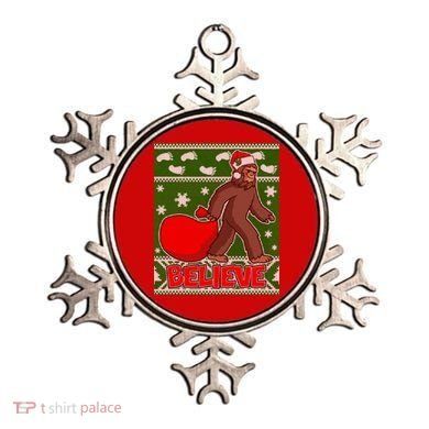 Believe In Santa Bigfoot Ugly Christmas Ornament