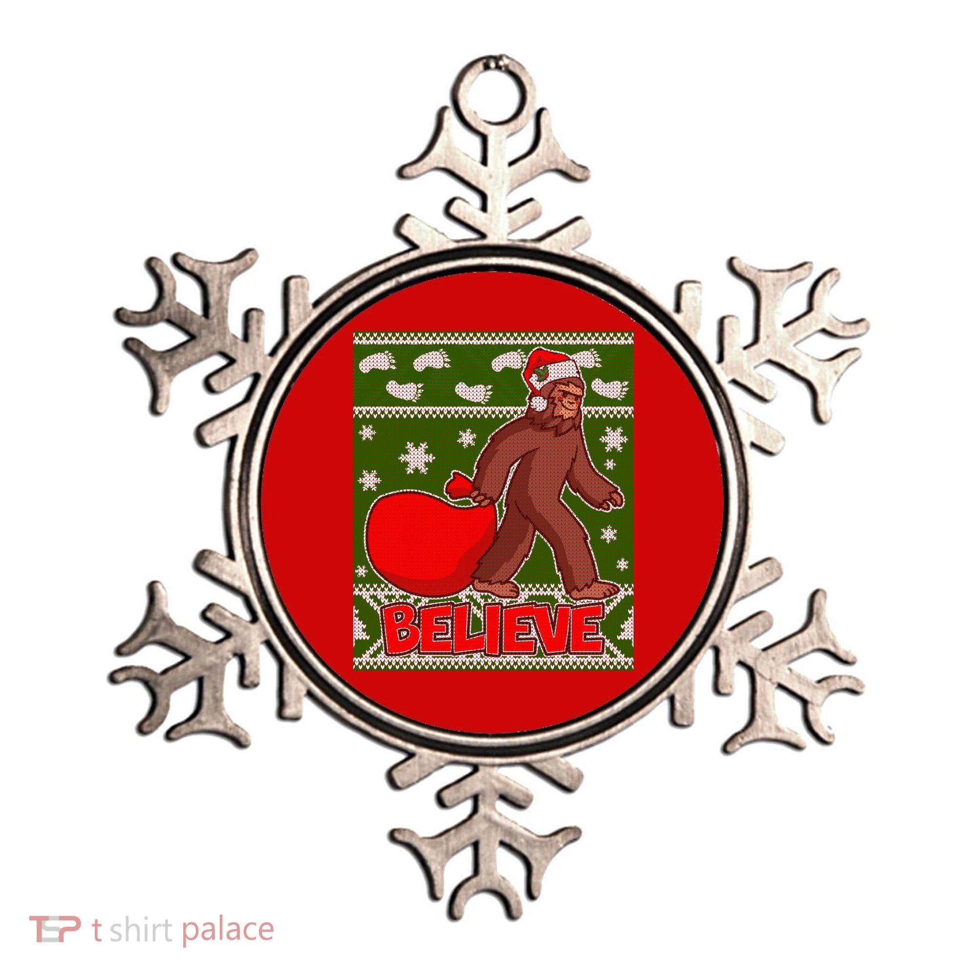 Believe In Santa Bigfoot Ugly Christmas Ornament