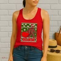 Believe In Santa Bigfoot Ugly Christmas Women's Tank Top thumb 2
