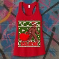 Believe In Santa Bigfoot Ugly Christmas Women's Tank Top thumb 3