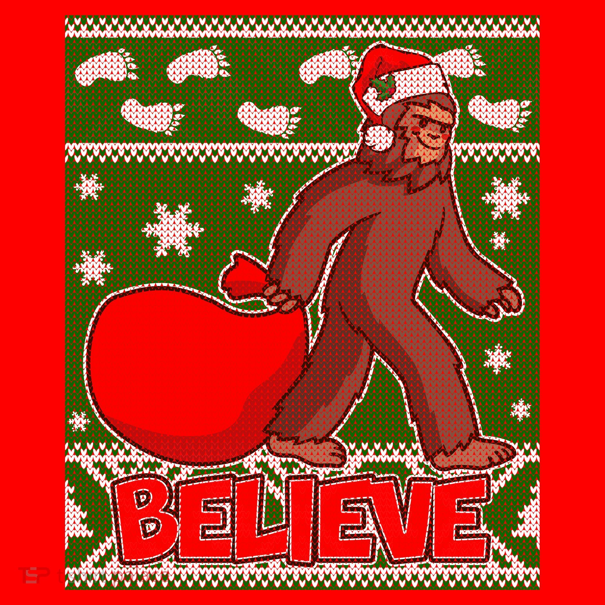 Believe In Santa Bigfoot Ugly Christmas Santa Hat