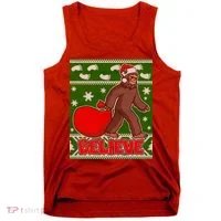 Believe In Santa Bigfoot Ugly Christmas Tank Top thumb 0