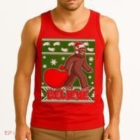 Believe In Santa Bigfoot Ugly Christmas Tank Top thumb 3