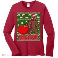 Believe In Santa Bigfoot Ugly Christmas Women's Long Sleeve Shirt thumb 0