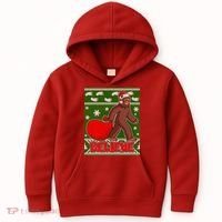 Believe In Santa Bigfoot Ugly Christmas Kids Hoodie thumb 0