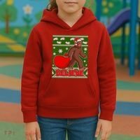 Believe In Santa Bigfoot Ugly Christmas Kids Hoodie thumb 3