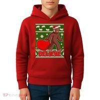 Believe In Santa Bigfoot Ugly Christmas Kids Hoodie thumb 4