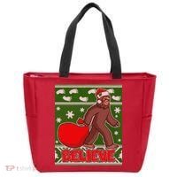 Believe In Santa Bigfoot Ugly Christmas Tote Bag thumb 0