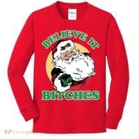Believe It Bitches - Santa Funny Christmas Kids Long Sleeve Shirt thumb 0