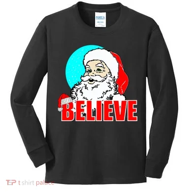 Believe Santa Kids Long Sleeve Shirt