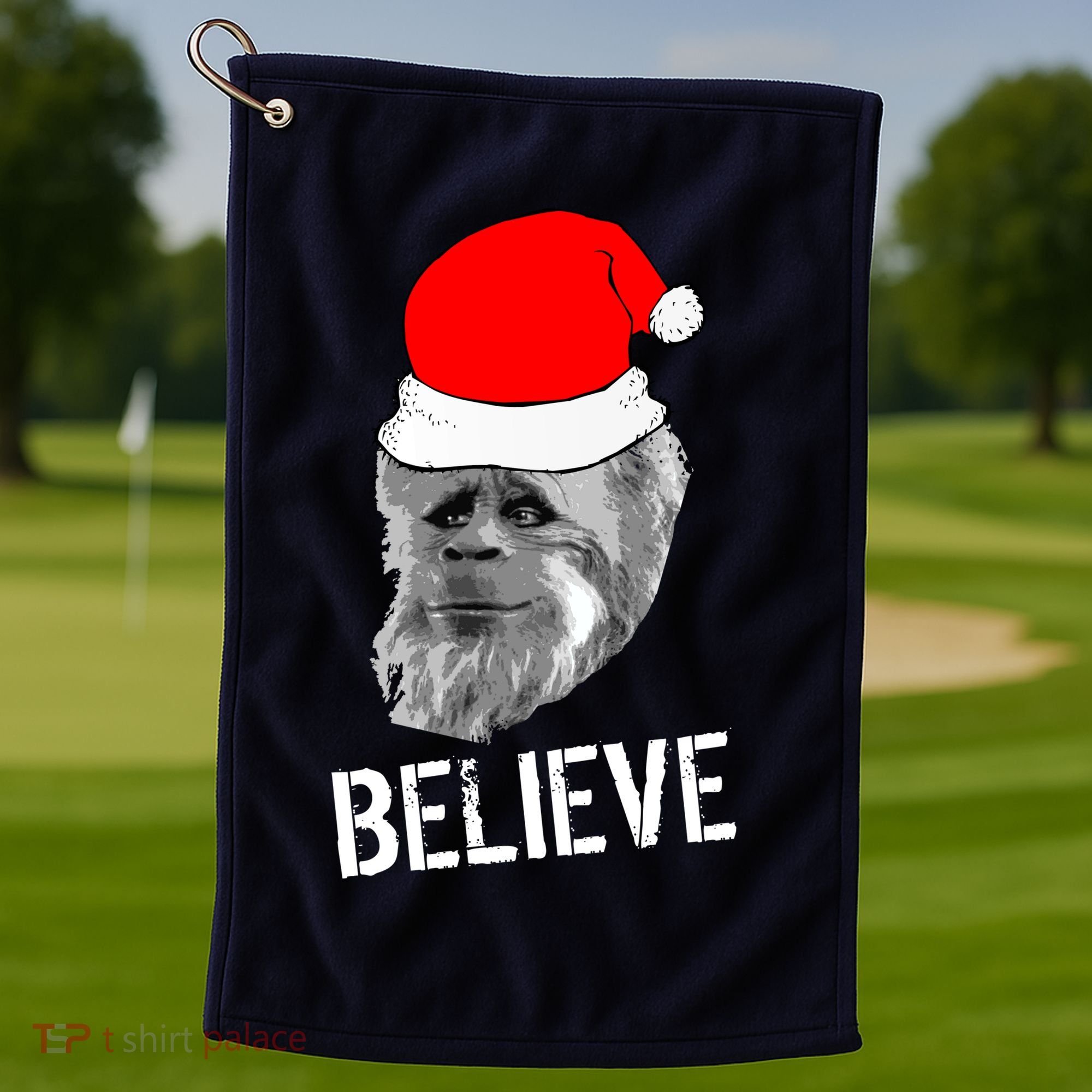 Believe Santa Sasquatch Golf Towel