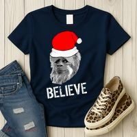 Believe Santa Sasquatch Women's T-Shirt thumb 3