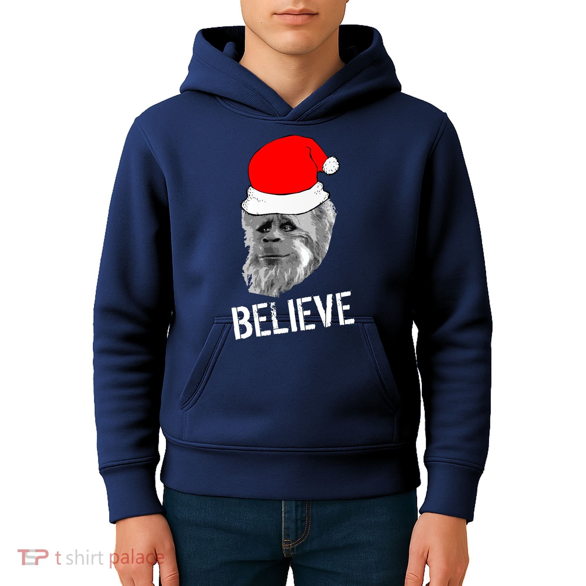 Believe Santa Sasquatch Kids Hoodie