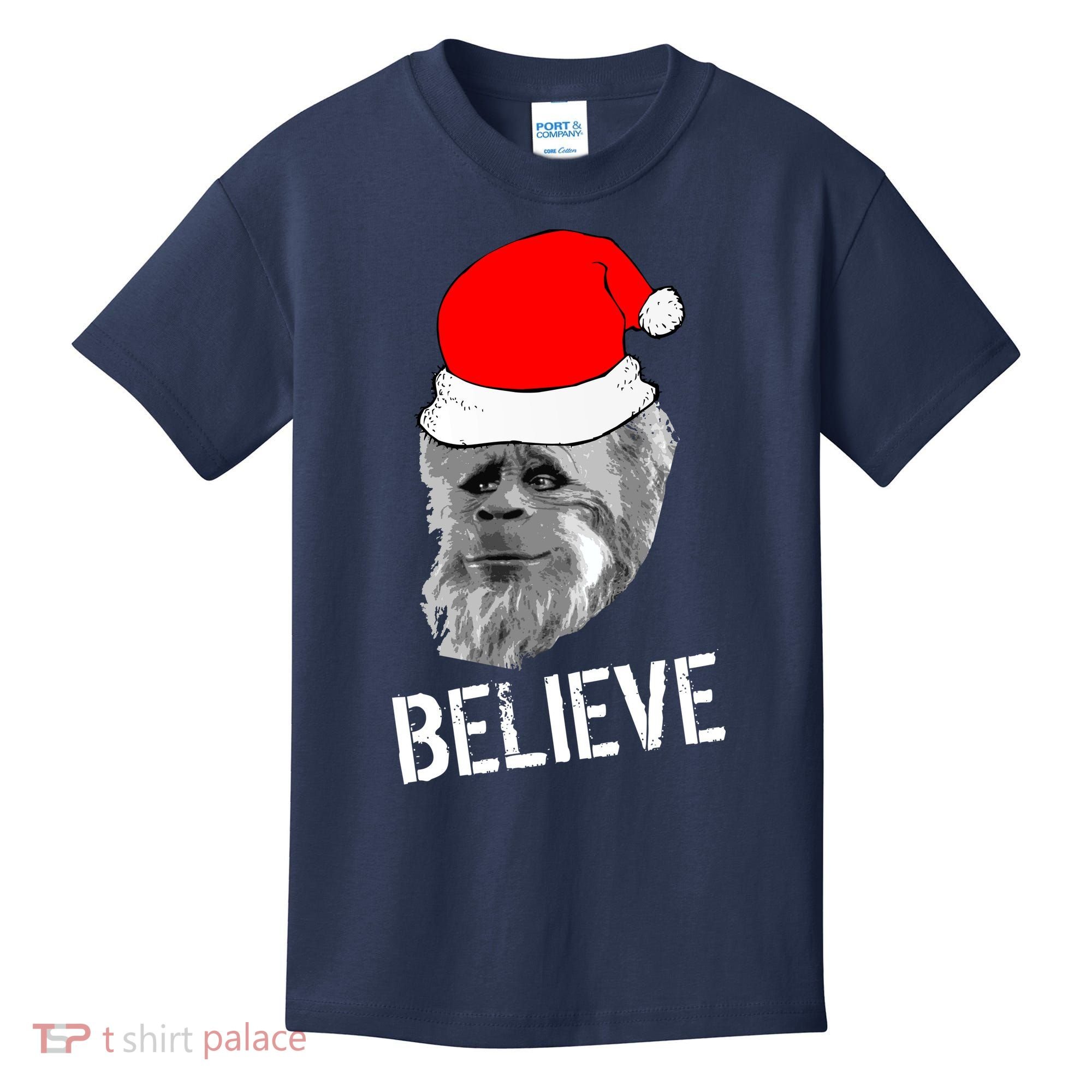 Believe Santa Sasquatch Kids T-Shirt