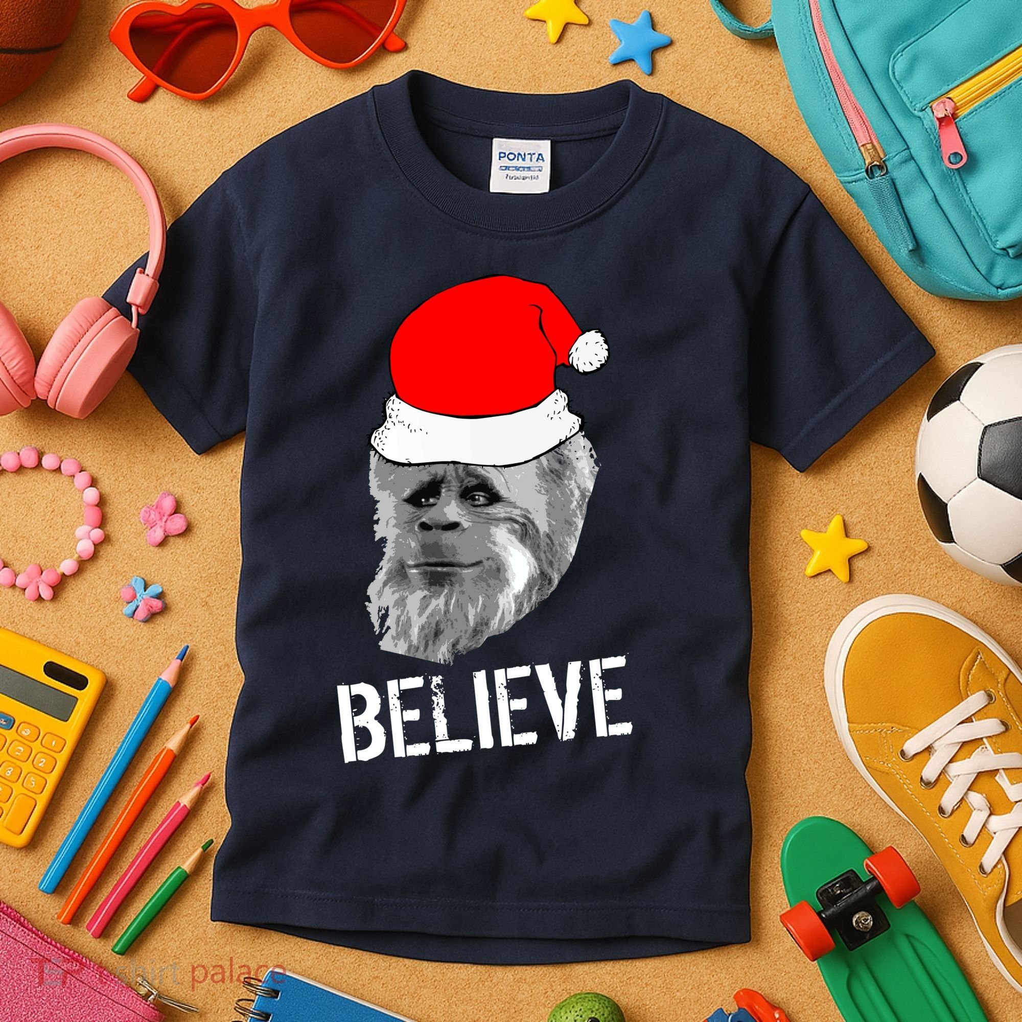 Believe Santa Sasquatch Kids T-Shirt