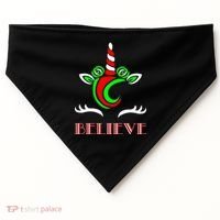 Believe Unicorn Christmas USA-Made Doggie Bandana thumb 0