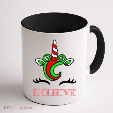 Believe Unicorn Christmas Coffee Mug back