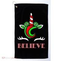 Believe Unicorn Christmas Golf Towel thumb 0