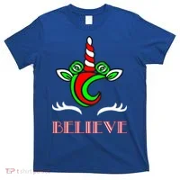 Believe Unicorn Christmas T-Shirt thumb 0