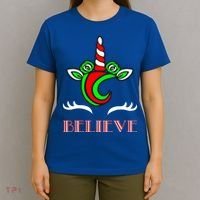 Believe Unicorn Christmas T-Shirt thumb 4