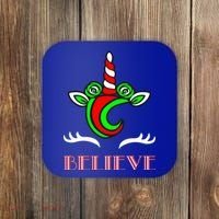 Believe Unicorn Christmas Coaster thumb 0