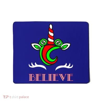 Believe Unicorn Christmas Mousepad