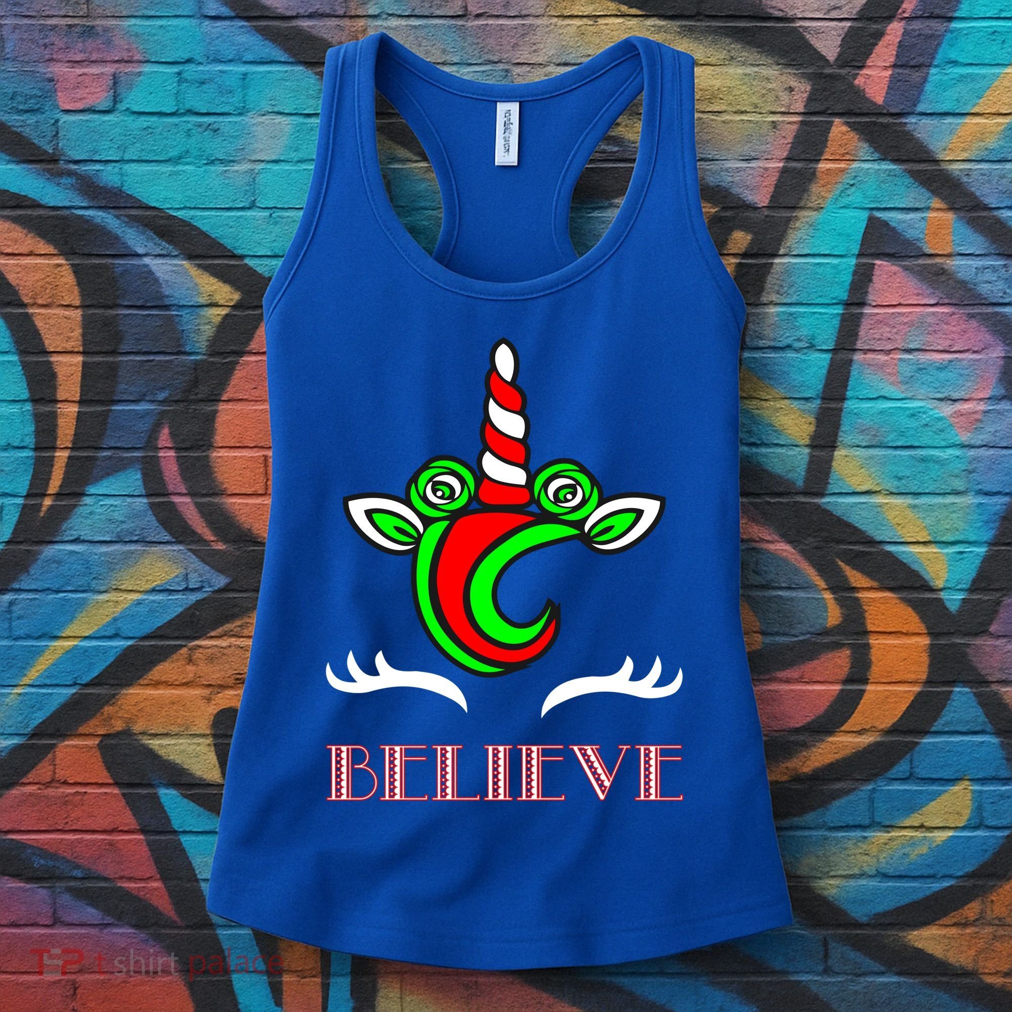 Believe Unicorn Christmas Women's Tank Top