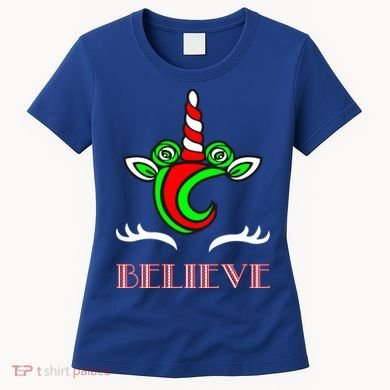 Believe Unicorn Christmas Women's T-Shirt