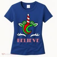 Believe Unicorn Christmas Women's T-Shirt thumb 0